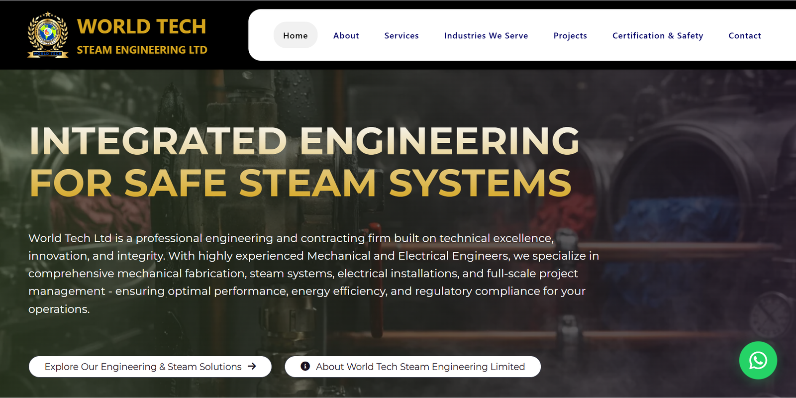 Steam, Electrical and Mechanical engineering company website project